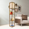 VYNXARIA 62"H Pinnacle Shelf Floor Lamp For Bedroom/Living Room, Natural Wood with Long Shade - 2 of 4