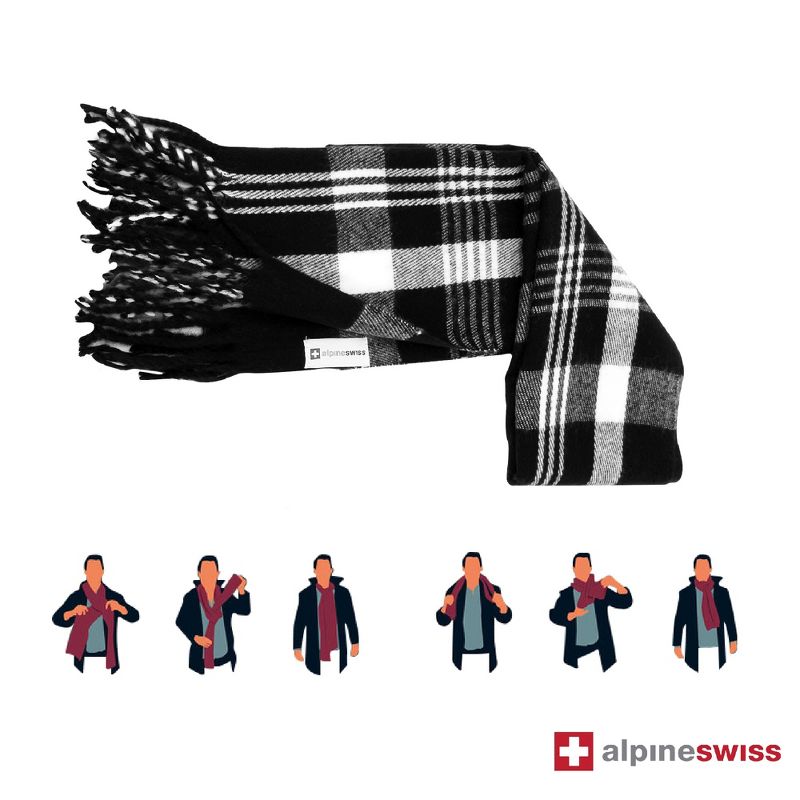Alpine Swiss Mens Plaid Scarf Softer Than Cashmere Scarves Winter Shawl, 2 of 5