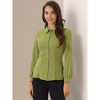 Allegra K Women's Work Peter Pan Collar Long Bishop Sleeve Button Down Shirt - 2 of 4