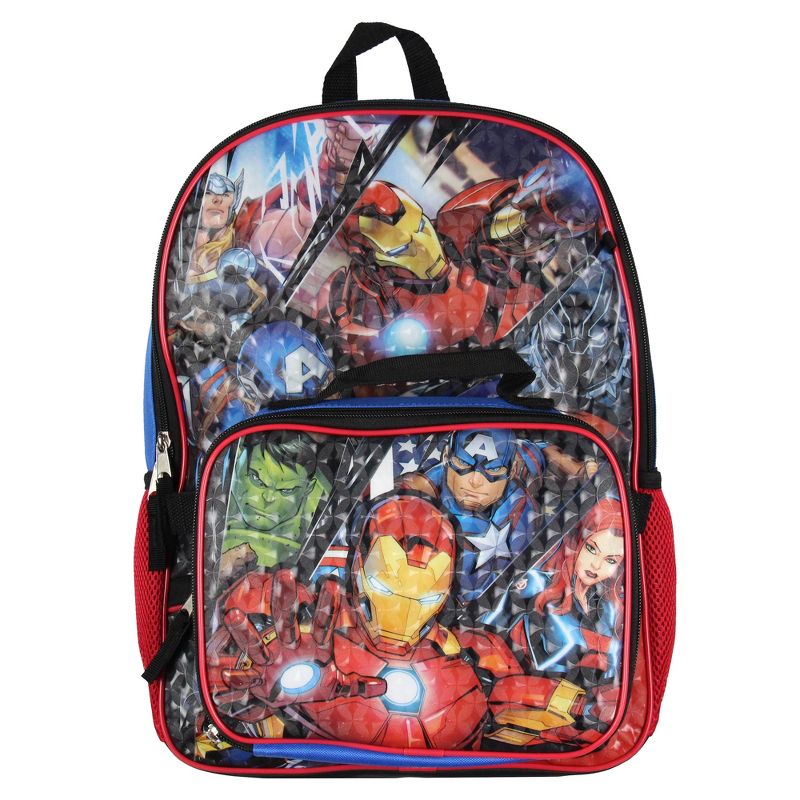 Marvel Avengers 5 Pc Kids Backpack Set Lunch Box Key Chain Pencil Case Carabiner Multicoloured, 2 of 7