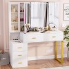 PAKASEPT Vanity Desk with Tri-fold Mirror and Lights, Vanity Dressing Table with Charging Station, Hidden Storage Shelves and 5 Drawers - 3 of 4