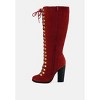 STREET-SLAY Antique Eyelets lace up Knee Boots In Olive Women - 4 of 4