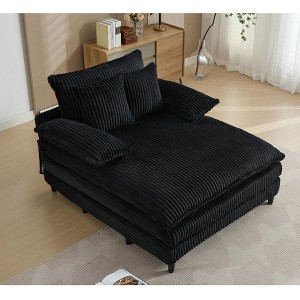 Oversized Upholstered Chaise Lounge with 4-gear Adjustable Backrest, Lazy Sleeper Sofa Bed Leisure Reading Couch with 2 Pillows -ModernLuxe - 1 of 4
