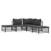 vidaXL Patio Lounge Set - 5 Piece Outdoor Seating with Cushions, Anthracite Powder-Coated Steel & Woven Fabric, Modular Design, Gray Cushions - 3 of 4