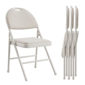 Metal Foldable Chair with Cushion and Non-Slip Feet Pads, Linen Party Chairs for Indoors and Outdoors, Meeting Room - 1 of 4