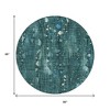8' Teal Blue And Ivory Round Abstract Washable Indoor Outdoor Area Rug - 3 of 4