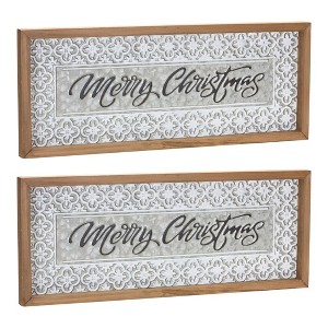 Ornate Metal Merry Christmas Sign (Set of 2) - 1 of 4