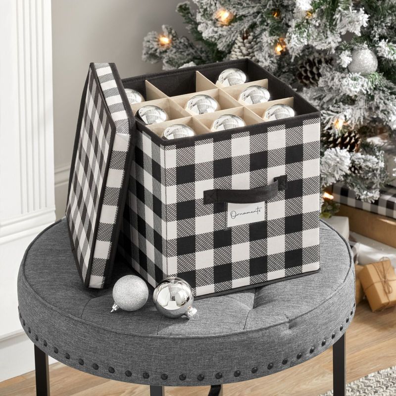 mDesign Square Gift-Wrap or Ornament Storage Box, Handles, 2 Pack, 3 of 9