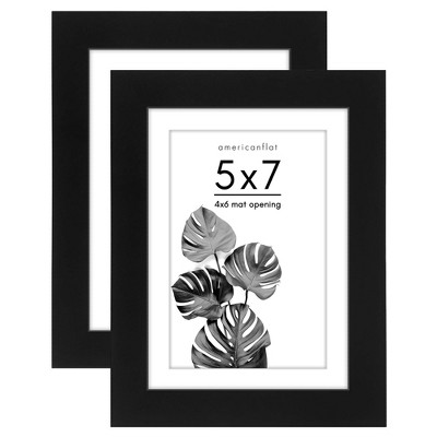 Americanflat Picture Frame with Mat - Wood with Glass Cover (2 Pack)