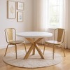 HomeRoots 48" White and Gold Wood and Metal Cross Leg Base Round Top Dining Table - 2 of 4