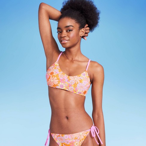 Women's Scoop Bikini Top - Wild Fable™ Orange Floral Print : Target