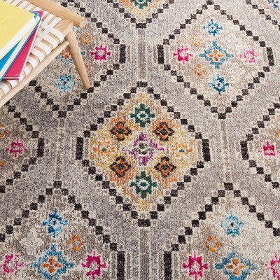 Gray Synthetic Flat Woven Non-slip Square Rug, 6'7" x 6'7"