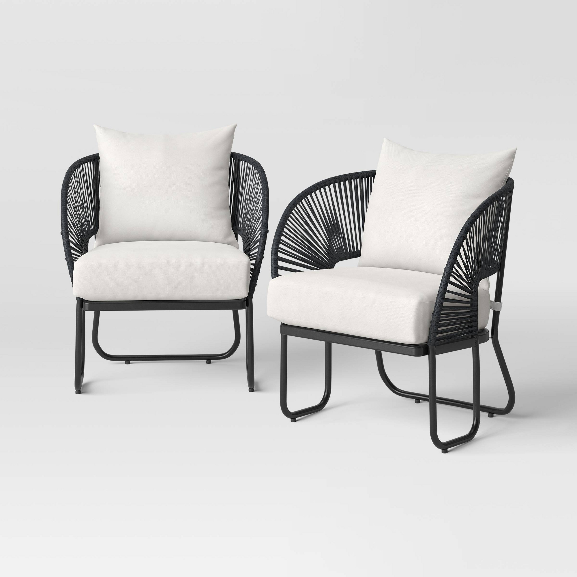 2pc Steel Mackworth Rope Outdoor Patio Club Chairs Black - Threshold™
