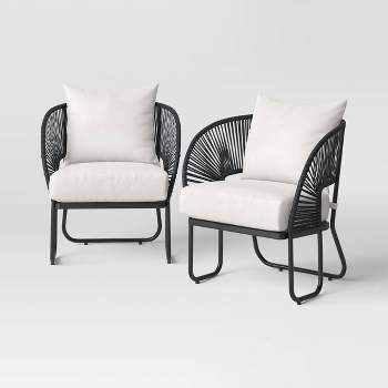 2pc Mackworth Rope Outdoor Patio Chairs, Club Chairs Black - Threshold™