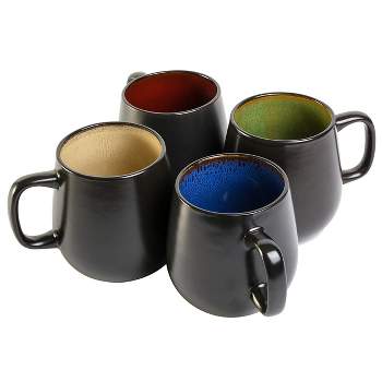Omniware Teaz Cafe Gold Stoneware 11 Ounce Classic Coffee Mug, Set of 4