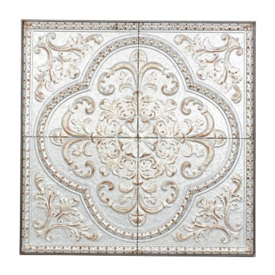 Rustic Metal Floral Wall Decor Gray - Olivia & May