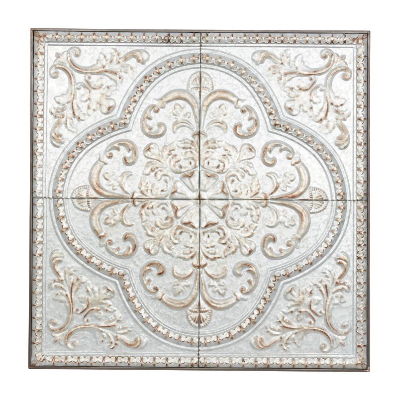 Rustic Metal Scroll Wall Decor with Embossed Details Light Gray - Olivia &#38; May, 1 of 20