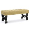 VYNXARIA Ottomans and Benches - Yellow Ottoman Bench with Button-Tufted Design, 48" x 18" x 16" - 4 of 4