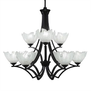 Toltec Lighting Zilo 9 - Light Chandelier in  Matte Black with 7" Gold Ice Shade - 1 of 1