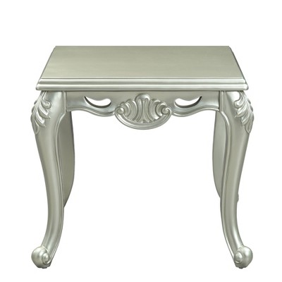27" Qunsia Accent Table Champagne Finish - Acme Furniture: Wood Composite, Curved Legs, No Tools Assembly