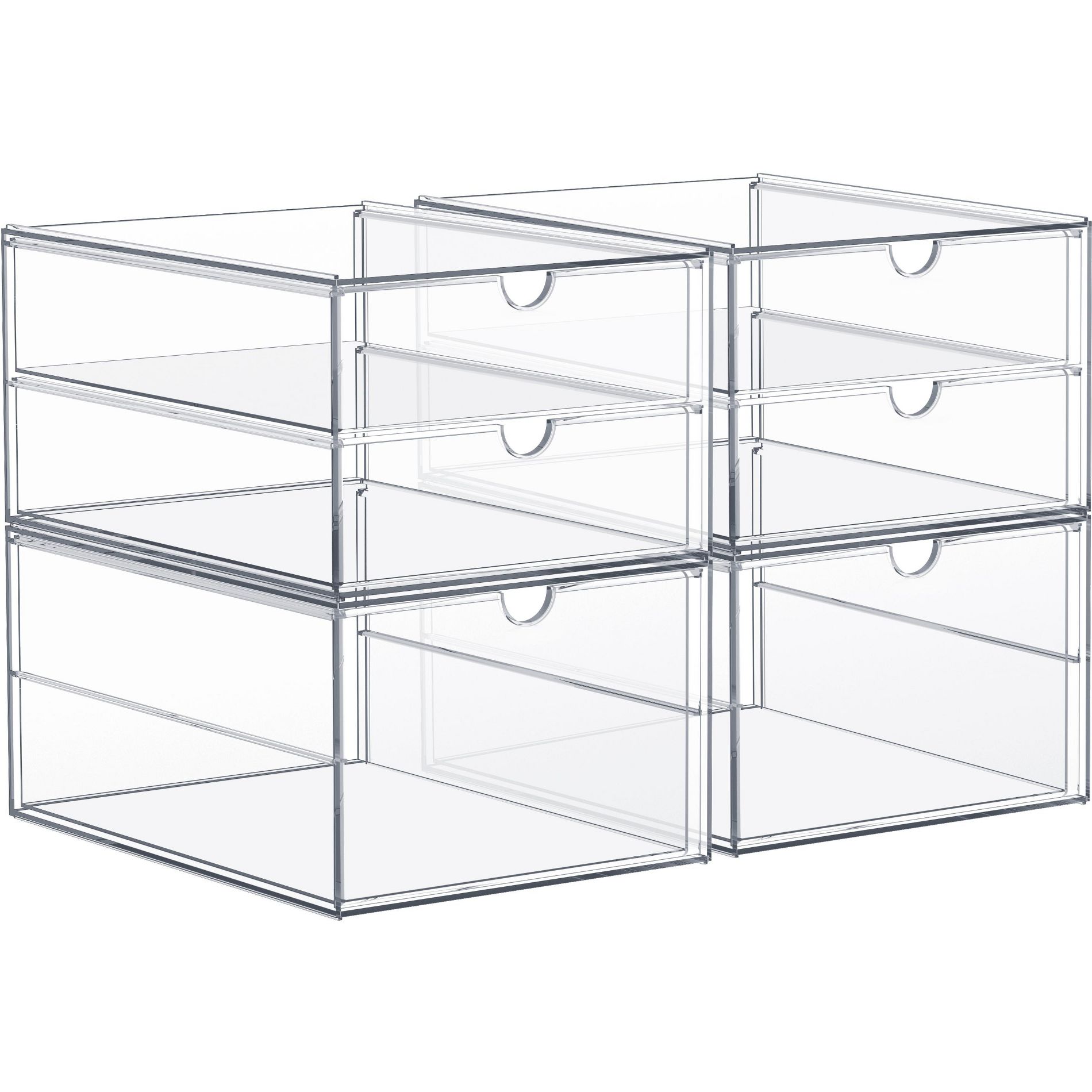Sorbus 3-Drawer Clear Stackable Storage Organizer - Bathroom, Laundry Room & Home Countertop Drawer System