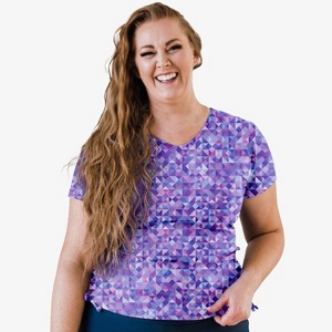 Calypsa Women's Plus Size V-Neck Short Sleeve Rashguard UPF 50+ Adele Swim Top - 1 of 2