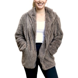 Anna-Kaci Women's Fluffy Fleece Teddy Faux Fur Coat Jacket with Hoodie for Everyday Wear - 1 of 4