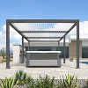 PURPLE LEAF Louvered Pergola Outdoor Aluminum Pergola with White Adjustable Rainproof Roof Grey Frame Hardtop Gazebo for Patio Deck Garden - 2 of 4