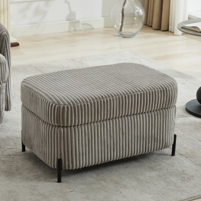 TIRAMISUBEST Storage Ottoman,Corduroy fabric,Grey