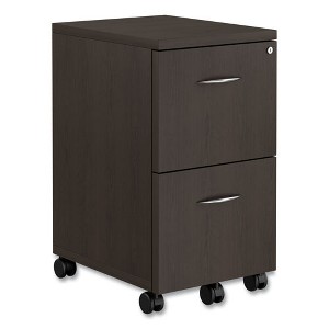 Alera Alera Valencia Series Mobile Pedestal, Left or Right, 2 Legal/Letter-Size File Drawers, Espresso, 15.38" x 20" x 26.63" - 1 of 4
