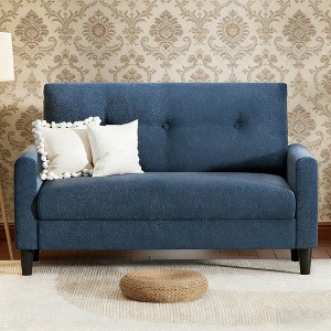 Vipbear Loveseat Sofa,50"Comfy Small Loveseat for Small Spaces,Tool-Free Setup Sofa Couch for Bedroom,All-Wood Couches for Living Room Chenille Blue - 1 of 4