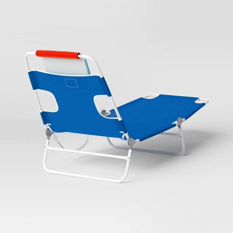 Recycled Fabric Outdoor Portable Beach Lounger with Headrest Blue - Sun Squad&#8482;, 3 of 5