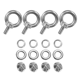 Unique Bargains Stainless Steel Durable Rust-Resistant Eyebolts with Nuts Washers Male Screw for Fastening 10 Pcs - 1 of 4