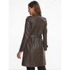 Allegra K Women's Lapel Slim Fit Long Sleeve Zip Faux Leather Jacket Coat - 3 of 4