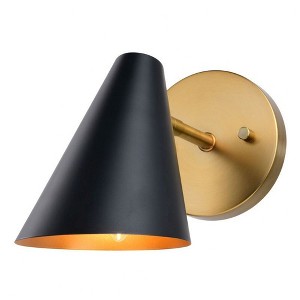 Vaxcel Pryce 1 - Light Sconce in  Matte Black/Satin Brass - 1 of 4