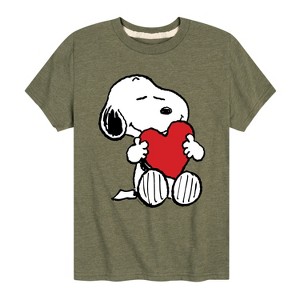 Boys' - Peanuts - Snoopy Valentine's Hugging Heart Short Sleeve Graphic T-Shirt - 1 of 4