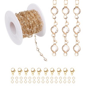 Unique Bargains Copper Jewelry Making Lobster Clap Rhinestone Chain 16.4ft 1 Roll - 1 of 4