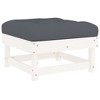 vidaXL Patio Footstool with Cushion White Solid Wood Pine - 2 of 4