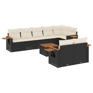 vidaXL Garden Sofa Set Black PE rattan 9 Piece UV-resistant materials - 1 of 4