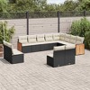 vidaXL 12 Piece Patio Sofa Set with Cushions Black and Cream Poly Rattan - Without Table - 2 of 4