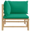 VidaXL Patio Corner Sofa with Green Cushions Bamboo - 4 of 4
