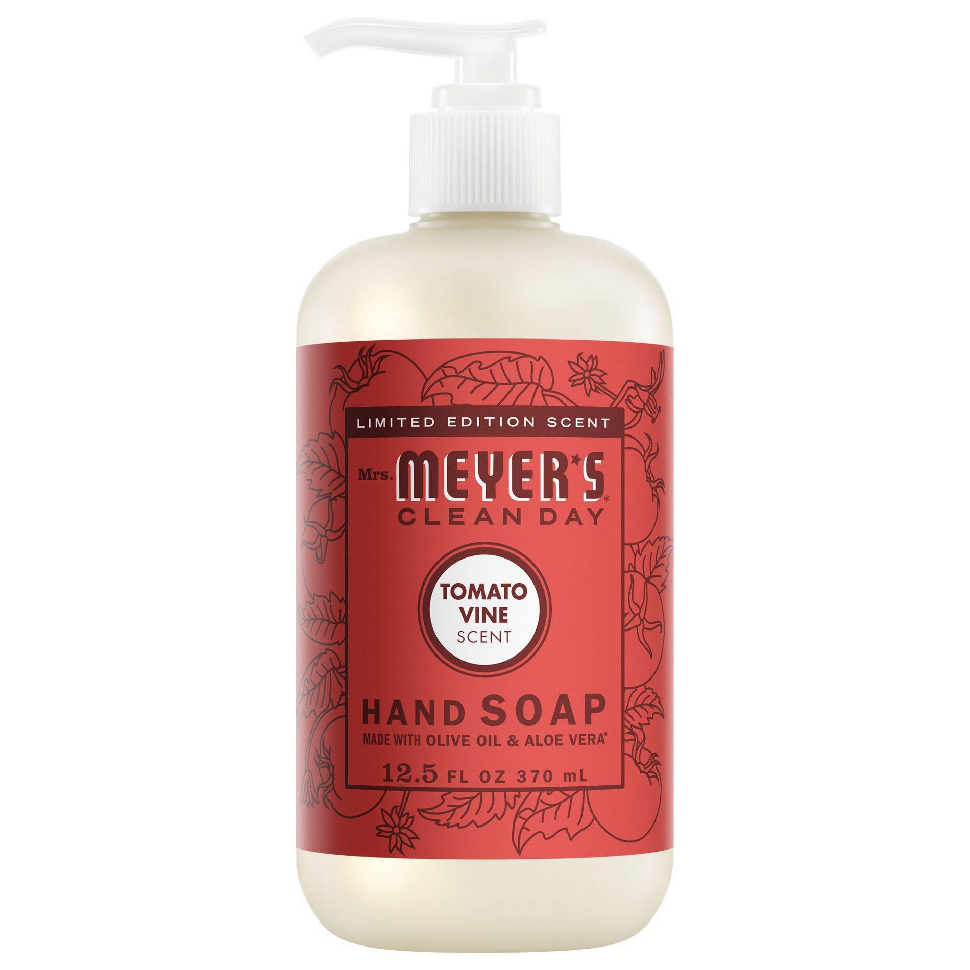 Mrs. Meyer's Clean Day Tomato Vine Hand Soap - 12.5 fl oz: Liquid, Pump Bottle, With Aloe, Paraben-Free