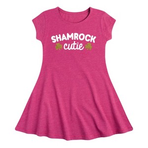 Girls' - Instant Message - St. Patrick's Day Shamrock Cuties Fit & Flair Cap Sleeve Dress - 1 of 2