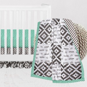 Bacati - Love  Gray Mint 3 pc Crib Bedding Set - 1 of 4