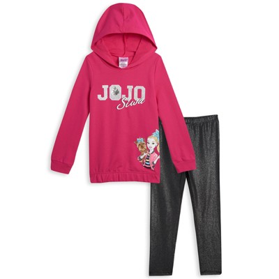 JoJo Siwa Bow Bow Little Girls French Terry T-Shirt and Leggings Outfit Set  Pink/Black 4
