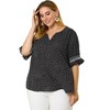 Agnes Orinda Women's Plus Size Boho Smocked Short Puff Sleeve Ruffled Cuff Spring Summer Polka Dots Blouses - 3 of 4
