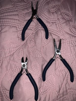 Pliers set, carbon steel and vinyl, blue, 3- to 4-inch mini with 8 x 3-1/4  x 1-inch case. Sold per 6-piece set. - Fire Mountain Gems and Beads