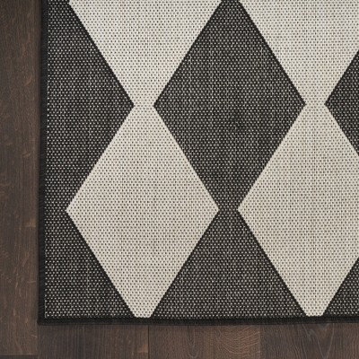 Positano Black and White Diamond 8' x 10' Outdoor Rug