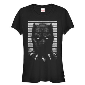Juniors Womens Marvel Black Panther Striped Profile T-Shirt - 1 of 3