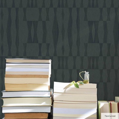Blue Embossed Grasscloth Geo Peel and Stick Wallpaper